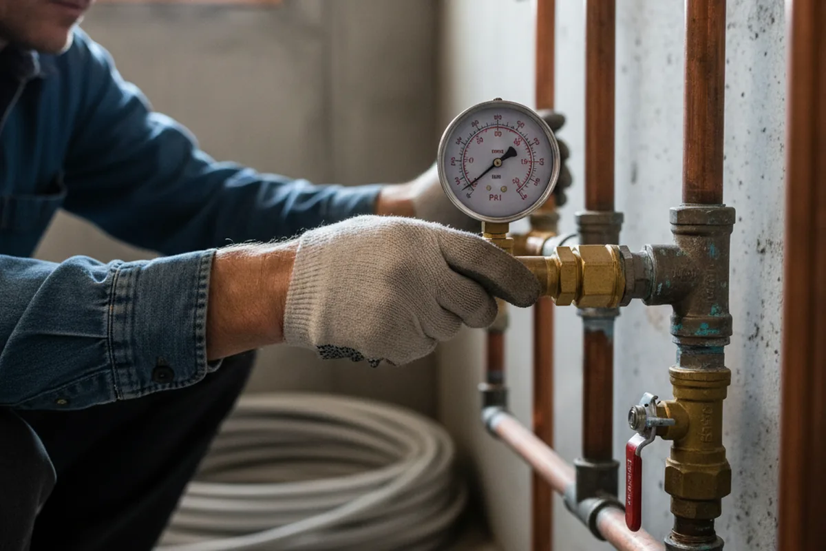 Pressure testing a repaired line during Water Line Repair in Santa Cruz